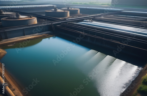 sewage treatment plant, giant tank, dirty water sump, sewage treatment plant, chemical plant.