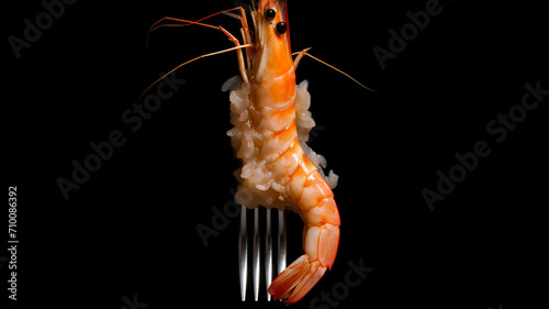 shrimp isolated on black background