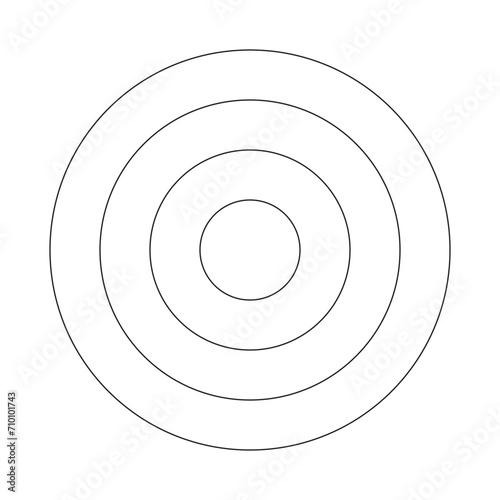 Polar grid of 3 concentric circles. Circle diagram divided on three equal segments. Blank polar graph paper. Wheel of life or habits tracker. Vector illustration.