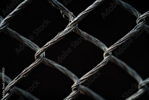 A detailed view of a chain link fence. Suitable for various purposes