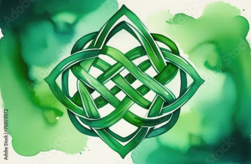 Celtic knot in green tones, free space for text, background illustration for St. Patrick's Day