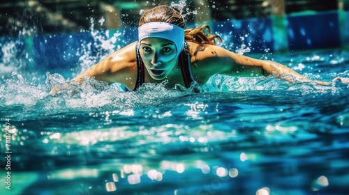 sprint swimming freestyle swimming olympic freestyle competition water sport sprint pool woman exercising sport athlete blue recreational pursuit swimming pool water sports race people.