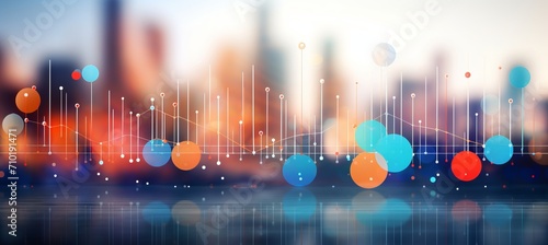 Ethereal bokeh effect with financial data visualizations and banking icons for abstract backdrop