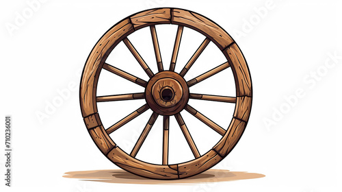 rustic wagon wheel illustration on white isolated background