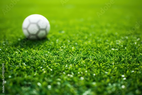 Aerial closeup of the penalty spot in an empty soccer field where penalties are taken
