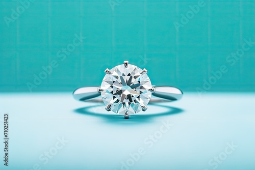 Diamond ring on a Tiffany blue backdrop