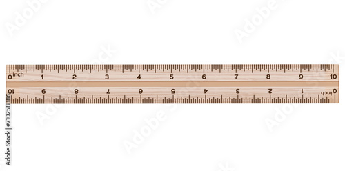 Realistic Horizontal Ruler Icon Isolated On White Background, Measuring Scale Vector Illustration.