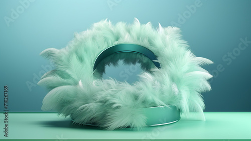 Minty green tambourine and a cascade of soft feather