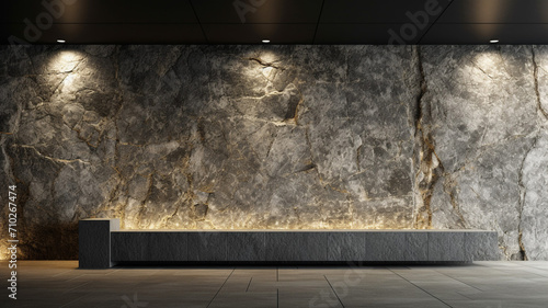 Raw Granite Feature Wall with spotlighting highlight pattern