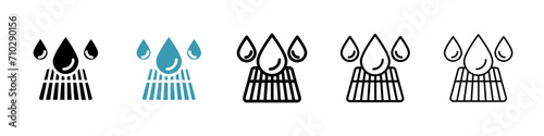 Drainage Grate Vector Icon Set. Water Drain System Vector Symbol for UI Design.