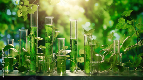 Plant science laboratory research, biological chemistry test, green nature organic leaves experiment in vitro, field of chemical medicine biotechnology or medical ecology laboratory technology.