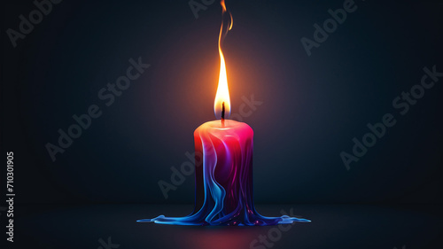 A candle burning at both ends on a dark to light
