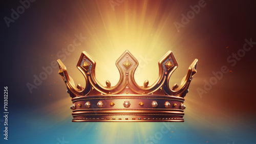 A shining crown on a royal gradient background