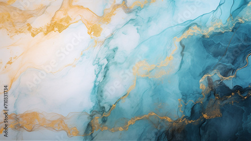 Blue and gold marble texture, blue and gold marble wallpaper, Generative AI