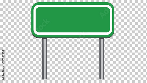 Blank Green Road Sign Isolated, on Transparent Background
