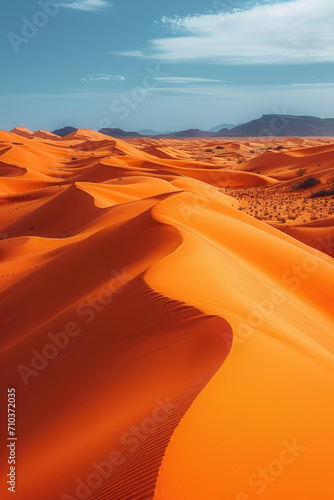 Die Sahara-Wüste mit Sanddünen und klarem Himmel