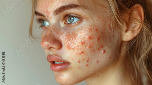 Young beautiful girl with skin problems