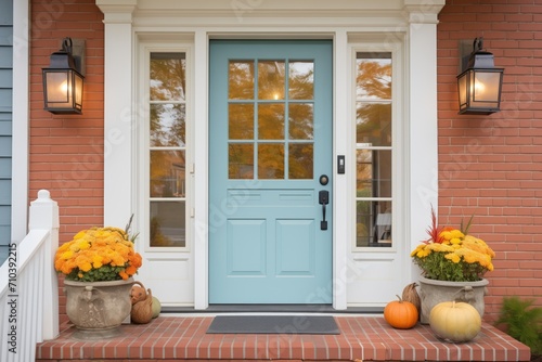 colonial home front door with sidelights and transom