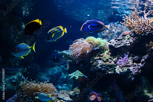 Lebendiges Unterwasserparadies: Aquarium mit faszinierenden Fischen und farbenprächtigen Korallen
