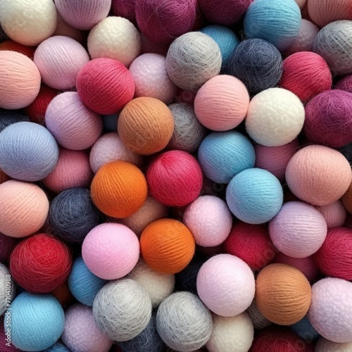 Wool balls in different colors on a textured background.