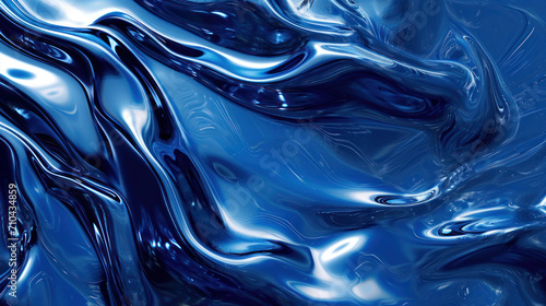 Cobalt blue abstract liquid metal as wallpaper background illustration