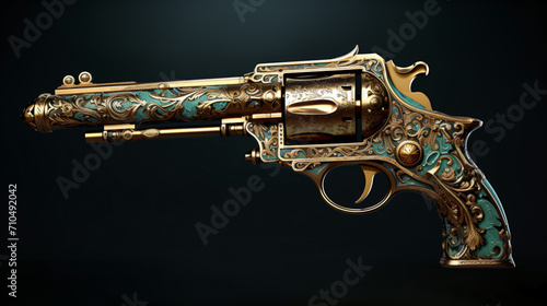  luxury gun old west style guilded filligree high