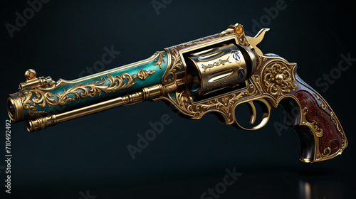 luxury gun old west style guilded filligree high