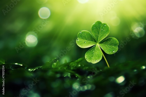green lucky shamrock leaves in shape of a heart isolated background copy space left