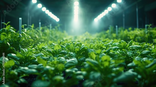Underground Urban Farm, showcasing hydroponic systems in a symphony of green and LED lights