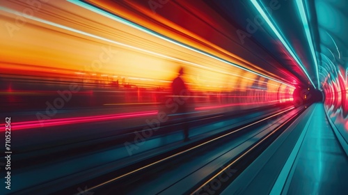 High-speed view of a vibrant tunnel with motion blur effects