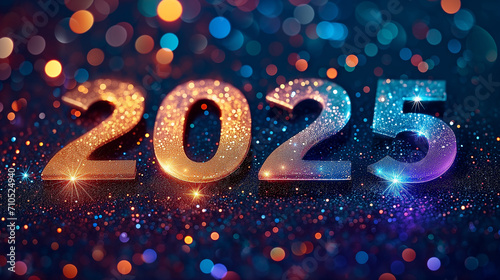 Frohes Neues Jahr, Feiern, Silvester, Sylvester, 2025 Farben, Hintergrund. Karte Design. Glitter Licht, Luxus, Premium, generative AI 