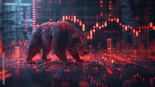 Financial and business abstract background with candle stock graph chart. Bull vs bear concept traders concept