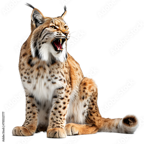 a lynx with its mouth open