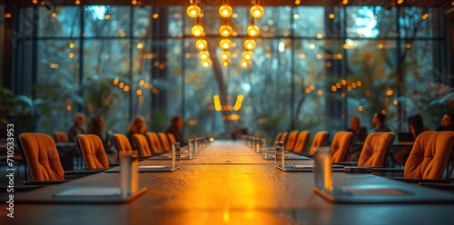 business meeting people talking on the conference table, in the style of bokeh, quiet contemplation, unprimed canvas, cabincore, clean-lined 