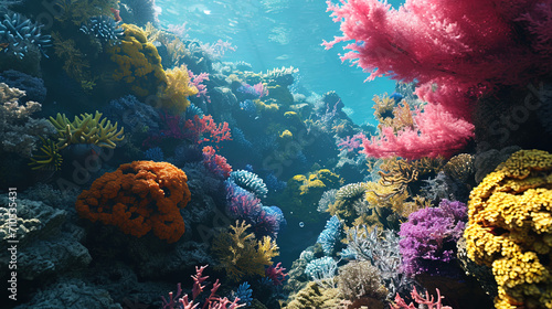 Picturesque punishmental reefs that attract attention with a variety of colors and shapes