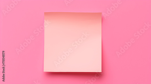 Blank paper note on pink background, top view generated AI