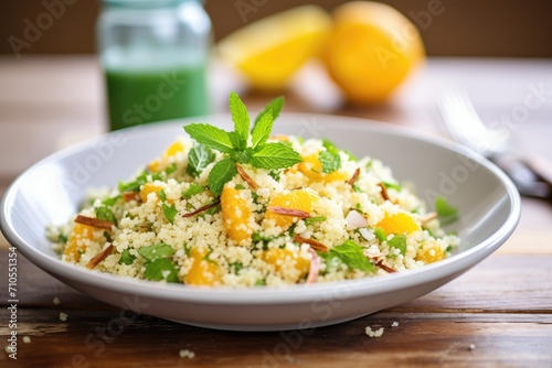 couscous salad with orange segments and mint