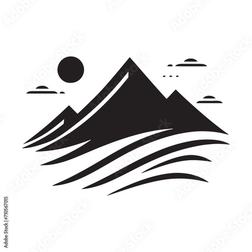 Tranquil Horizons: Exploring the Beauty of Mountains Silhouette in Nature - Nature Silhouette - Mountains Vector Stock 