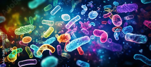 Microscopic probiotic bacteria for digestive health and treatment in biology and medicine