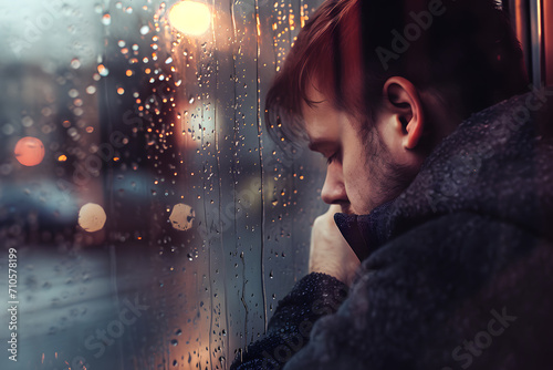 Melancholie im Regen: Mann in der Trostlosigkeit eines regnerischen Tages