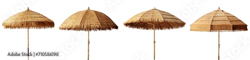 Straw Beach Umbrella Isolated on white Background PNG