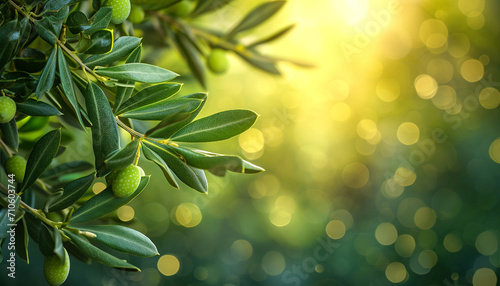 green olives on the tree, its fruts is used to make oil that is very healthy in salads. Spanish oil is one of the best