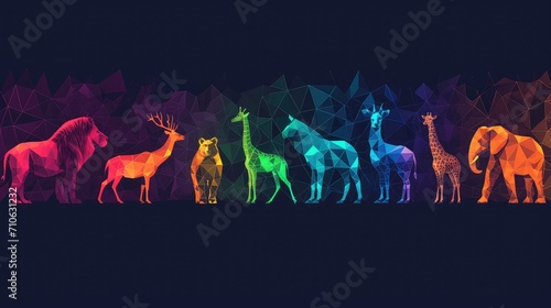 Stylized geometric animal silhouettes background