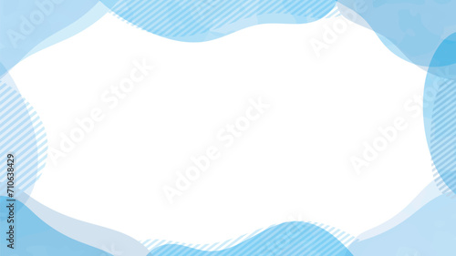 水彩の流体シェイプのフレーム 流動体・液体の抽象的なゆるいフレーム 青 水色 水 海 横 横長 16:9