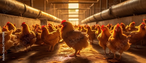 Chicken farming in a closed system. Production for laying hens