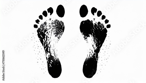 black human footprint white background isolated close up adult foot print pattern barefoot footstep silhouette mark two messy bare feet painted stamp ink drawing imprint sign symbol 