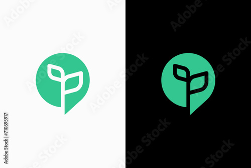 Chat Leaf vector logo premium 