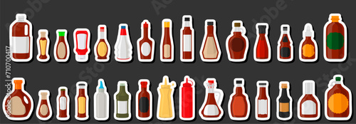 Illustration on theme big kit varied glass bottles filled liquid sauce ketchup