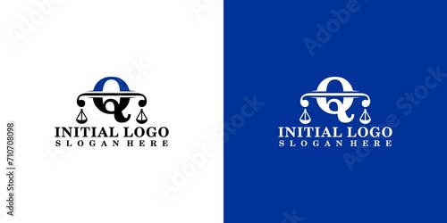 Elegant Initial Q pillar, Law firm, attorney logo