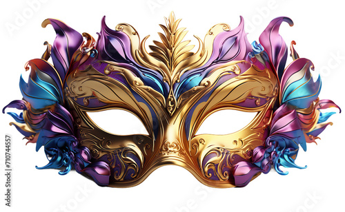 Classic Mardi gras mask isolated on transparent background. 3d rendering. Creativity idea design element Carnival masquerade fantasy mask